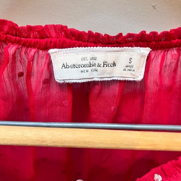 Abercrombie & Fitch Womens Sheer Red Polka Dot Blouse Button-Front Size S - Picture 4 of 8